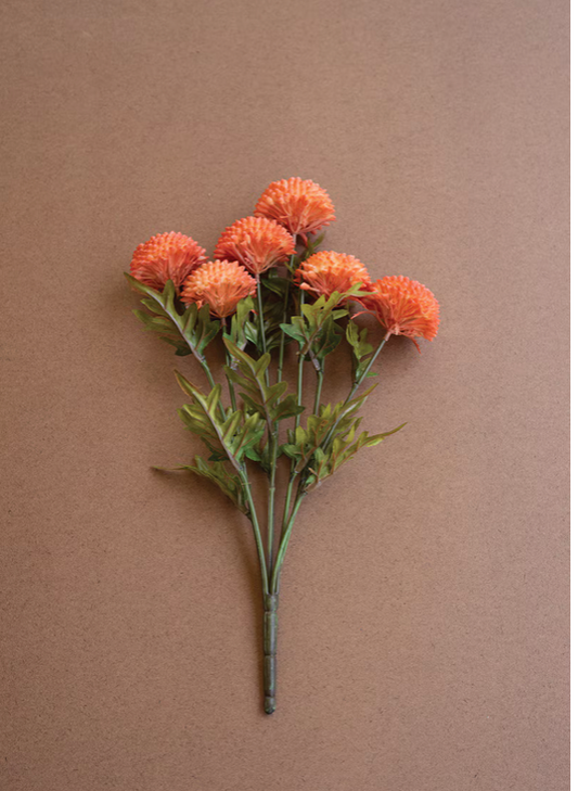 Bundle of 7 Artificial Orange Ball Dahlias