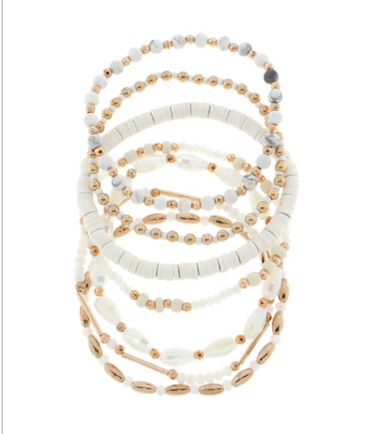 7 Row Multi Bead Bracelet Set