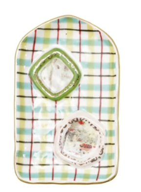 Pattern Frames & Gold Electroplating Stoneware Dish