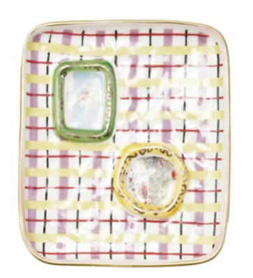 Pattern Frames & Gold Electroplating Stoneware Dish