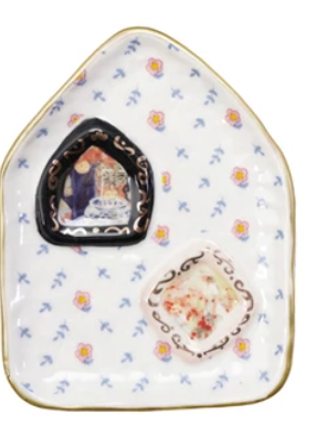 Pattern Frames & Gold Electroplating Stoneware Dish
