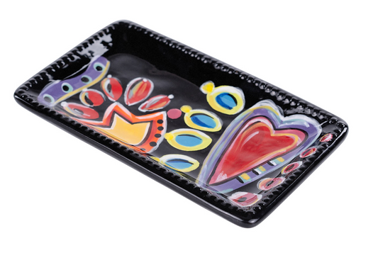 Black Multi Design Trinket Tray