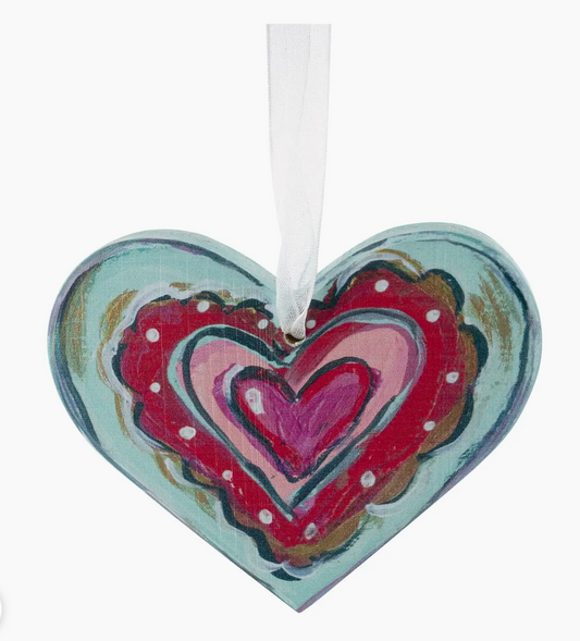 Painted Wood Heart Ornaments