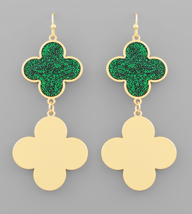 Glitter & Gold Double Clover Earrings