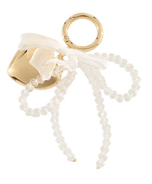 Clear Crystal & Metal Heart Bag Charm