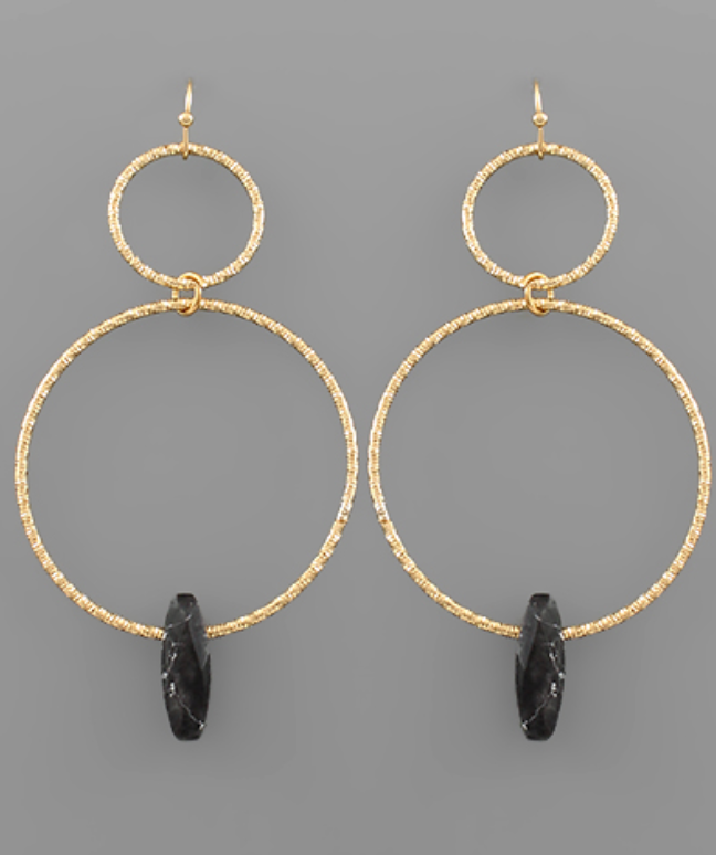 Linked Circle & Stone Earrings