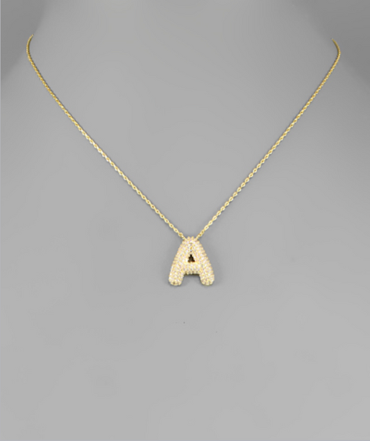 Gold Crystal Initial Necklaces