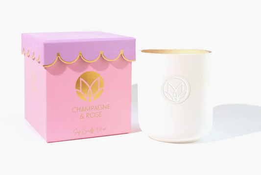 Scalloped Champagne & Rose Soy Candle