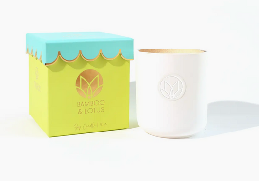 Scalloped Bamboo & Lotus Soy Candle