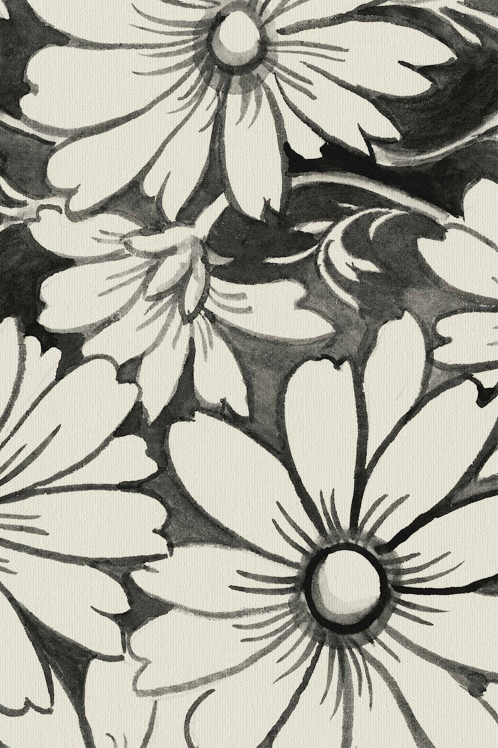 Inky Floral Floor Flairs - Black