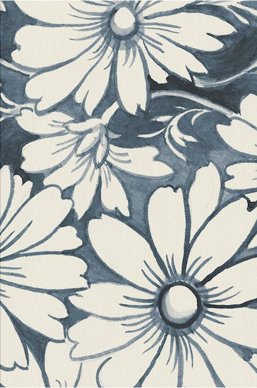Inky Floral Floor Flairs - Indigo