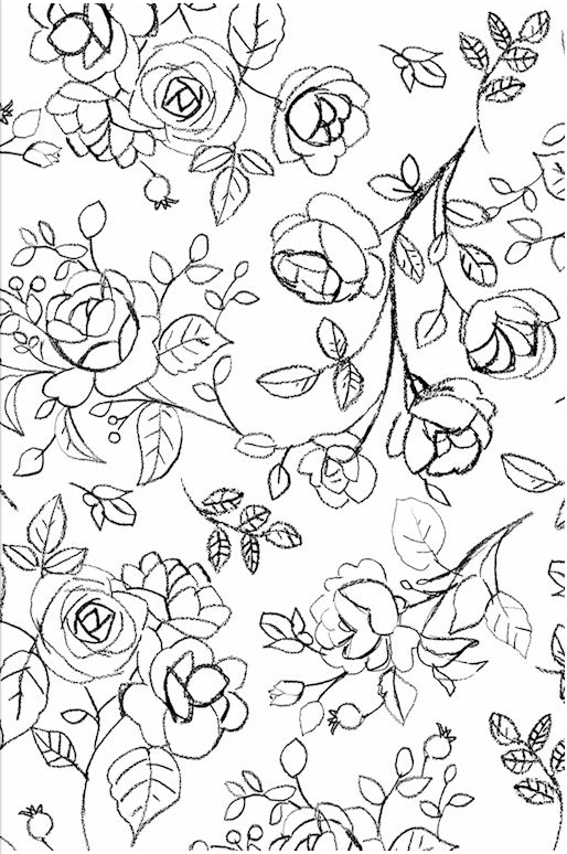 Rose Sketch Floor Flairs - White