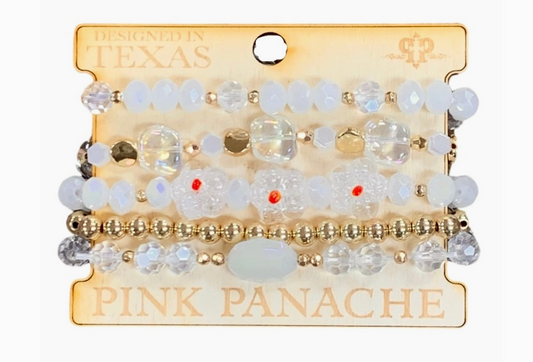 White & Gold Beaded Bracelet Set