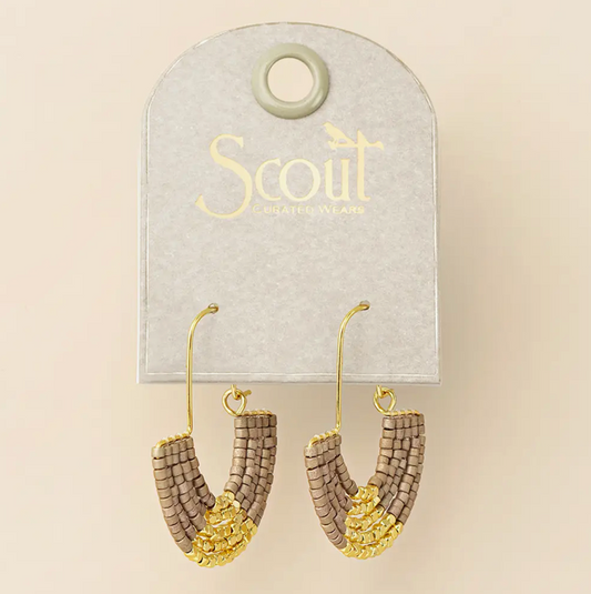 Chromacolor Miyuki U-Hoop Earring - Pewter/Gold