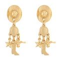 Cowboy Theme Charm Drop Earrings