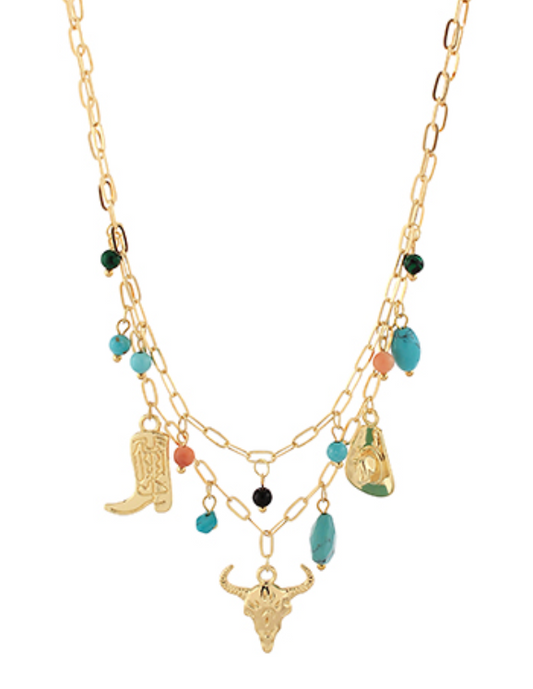 Layered Western Style Charm Necklace