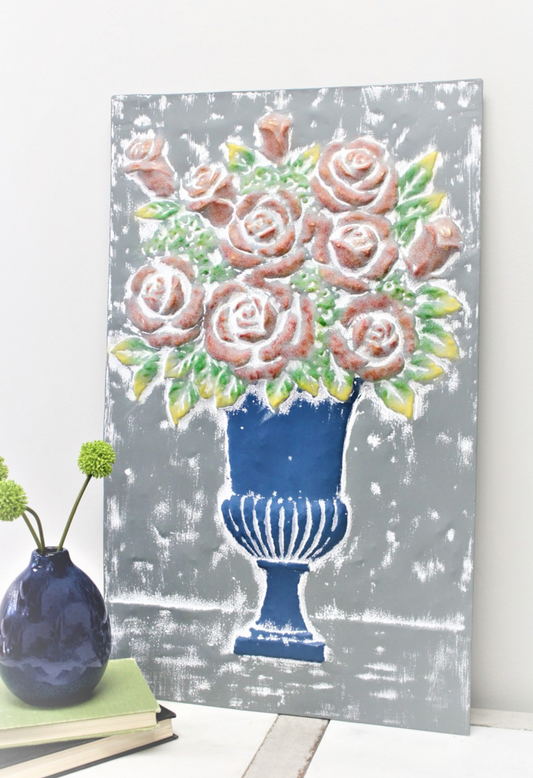 Embossed Metal Flower Arrangement Wall Art