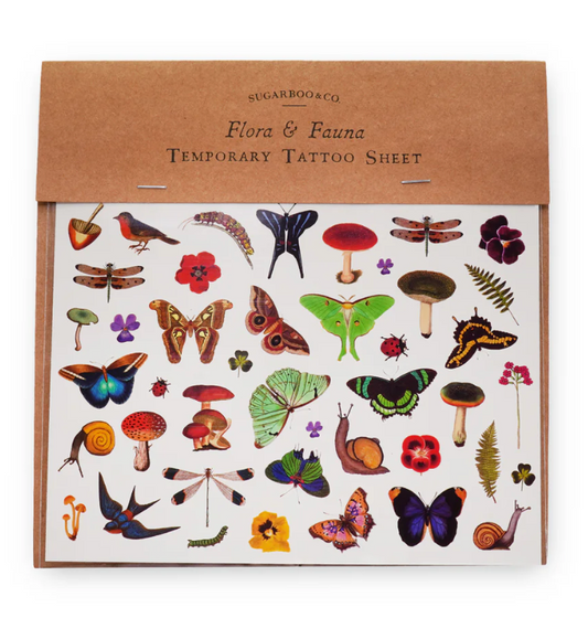 Flora & Fauna Temporary Tattoo Sheet