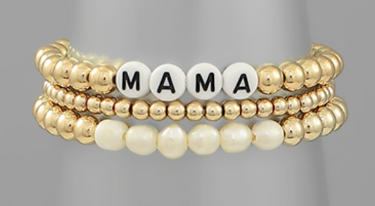 3 Row "MAMA" & Bead Bracelet