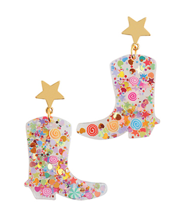 Cowboy Boots Resin Dangle Earrings