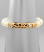 Pearl Engraved Mother & Daughter Bracelet