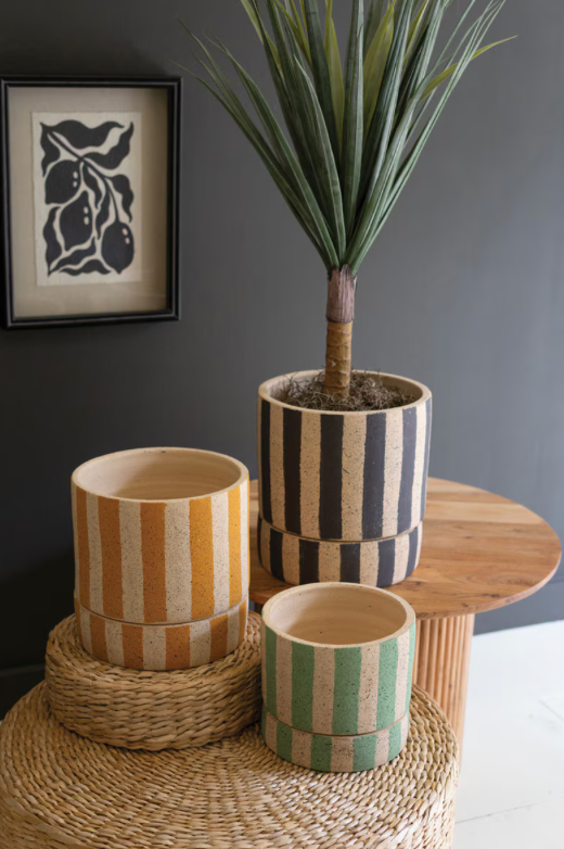 Striped Clay Planters