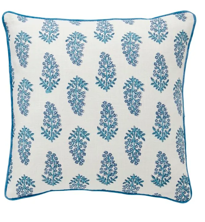 Dianthus Print Blue Pillow