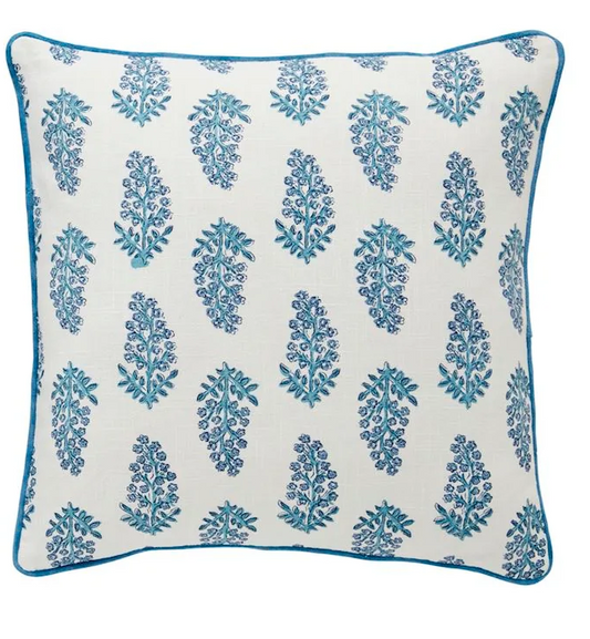 Dianthus Print Blue Pillow