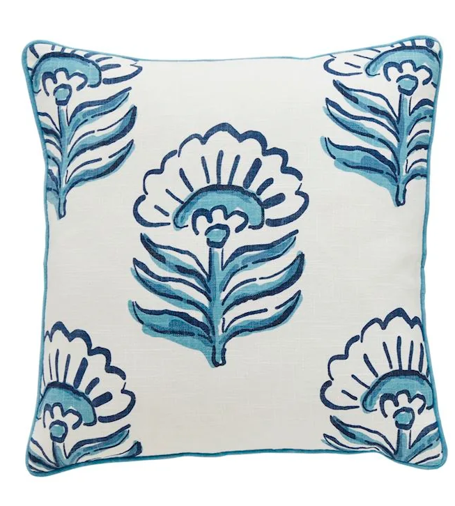 Dianthus Print Blue Pillow