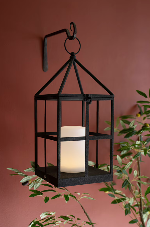 Caged Textured Black Metal Lantern