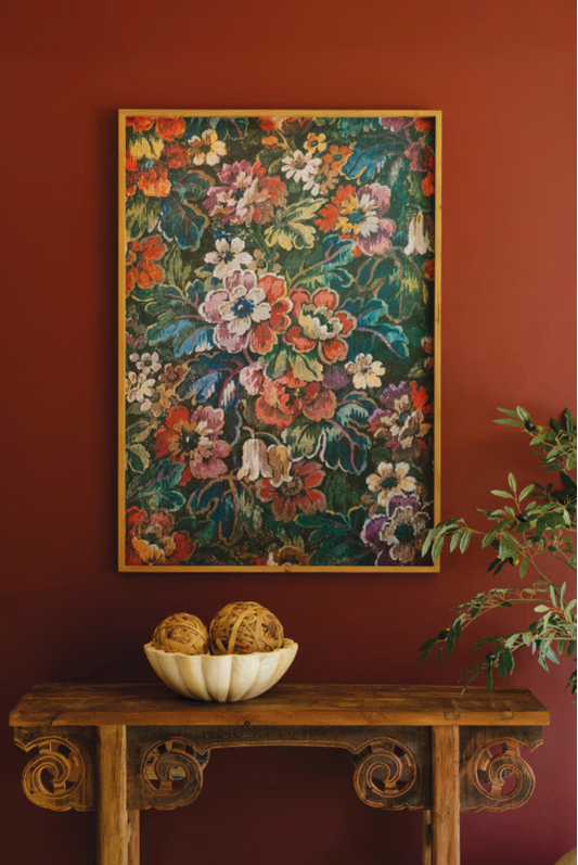 Wood Framed Floral Wall Art
