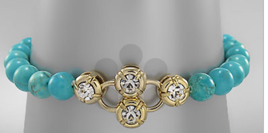 4 Crystal Studs Beaded Bracelet