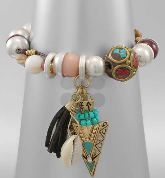 Arrow & Stone Tassel Bracelet