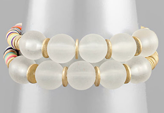 Heishi Beads & Glass Stone Bracelet