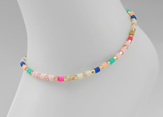 Rubber & Metal Bead Anklet