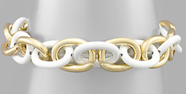 Color & Metal Link Chain Bracelet