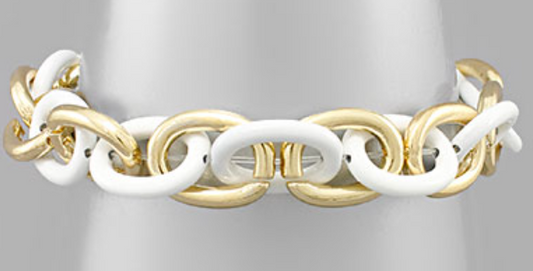 Color & Metal Link Chain Bracelet