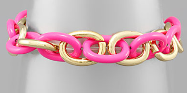 Color & Metal Link Chain Bracelet