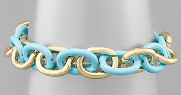Color & Metal Link Chain Bracelet
