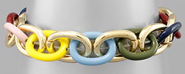 Color & Metal Link Chain Bracelet