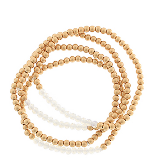 4 Row CCB & Glass Bead Bracelet