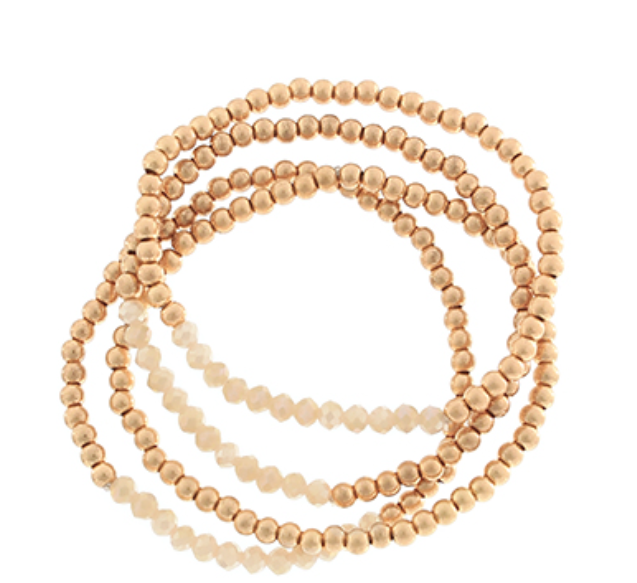 4 Row CCB & Glass Bead Bracelet