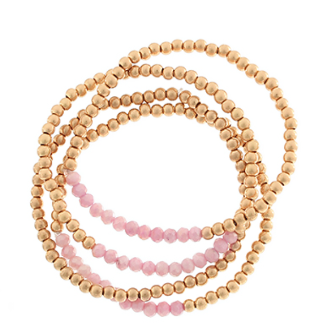 4 Row CCB & Glass Bead Bracelet