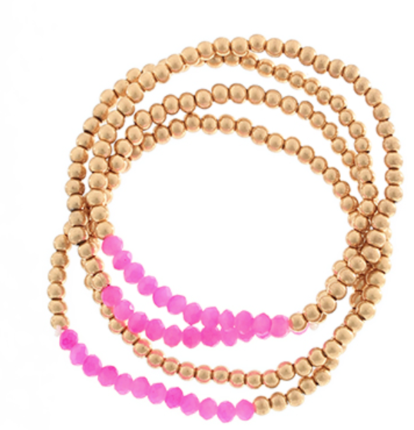 4 Row CCB & Glass Bead Bracelet