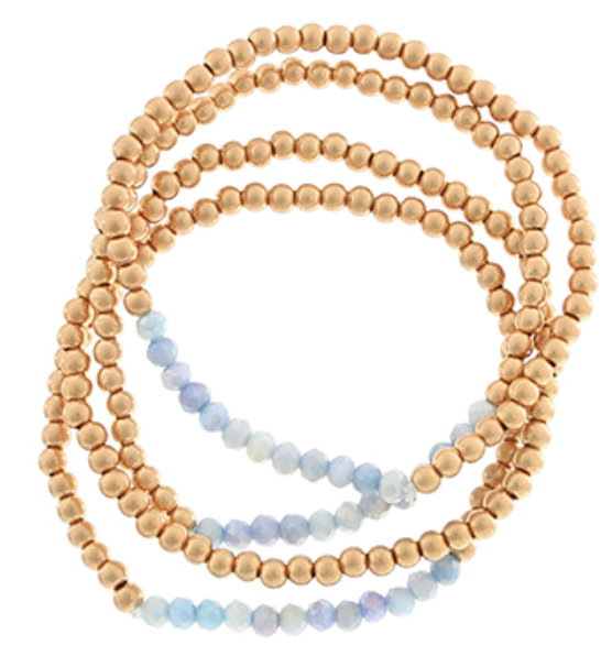 4 Row CCB & Glass Bead Bracelet