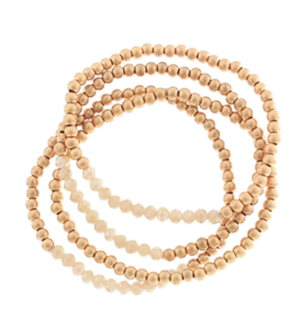 4 Row CCB & Glass Bead Bracelet