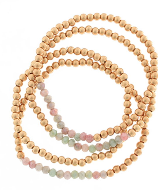 4 Row CCB & Glass Bead Bracelet