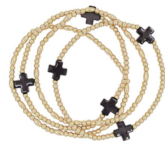 4 Row Cross Station Ball Bracelet