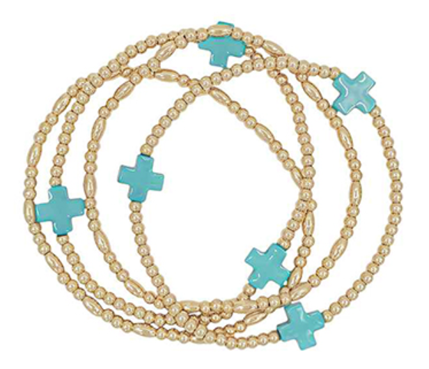4 Row Cross Station Ball Bracelet