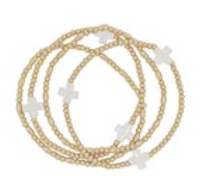 4 Row Cross Station Ball Bracelet